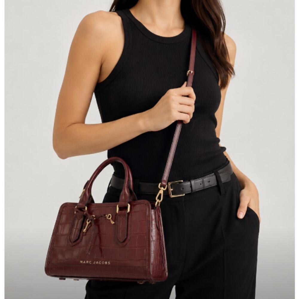 Marc Jacobs Small Drifter Satchel Syrah Croc Embossed